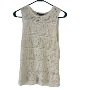 Wyatt Women's Size Medium White Sleeveless Crochet Top Festival Boho Cottage‎